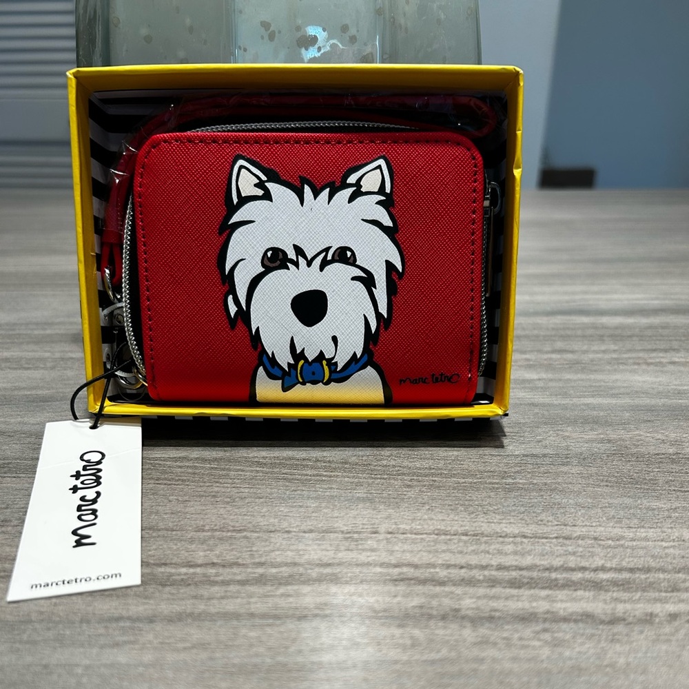 Marc Tetro Westie Dog Red Wristlet Wallet
